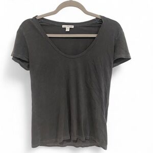 JAMES PERSE DARK GRAY SCOOP NECK SHORT SLEEVES 100% COTTON T SHIRT SIZE 1 SMALL